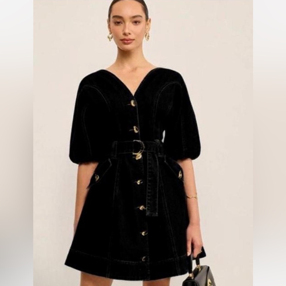 Sold Out!!! NWT Black Denim Pocket Belted Dress In small